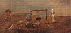 1751년 사무엘 스콧(Samuel Scott)이 그린 아나폴리스 로열의 그림 삽화; 아카디아인들의 가장 오래된 이미지