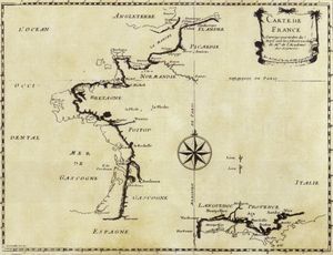 1682년 프랑스 과학 아카데미가 수정한 프랑스 해안 지도