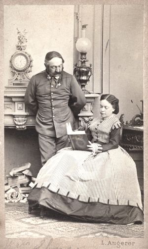 마리 폰 에브너-에셴바흐와 남편 모리츠 폰 에브너-에셴바흐, 1865년경