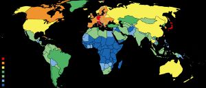 2016년 국가별 중간 연령. 증가하는 기대수명과 낮아지는 출산율로 인해 많은 국가들이 고령화되고 있습니다.