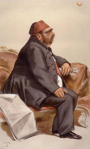 “전(前) 헤디브”테오발드 샤르트랑이 1881년 5월 베니티 페어에 묘사한 모습}}