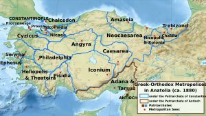 소아시아의 그리스 정교회 대교구, 약 1880년. 1923년 이후 칼케돈 대교구만이 작은 공동체를 유지하고 있다.
