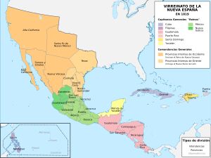 1819년, 애덤스-오니스 조약(Adams-Onís Treaty)에 따라 확립된 경계를 포함한 누에바 에스파냐