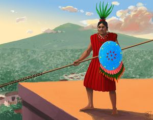 쿠스카틀란의 피필족 전사를 묘사한 그림