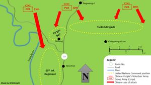 중국 춘계 공세 당시 율동 부근의 병력 배치