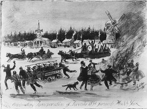 1834년 요크(York)가 토론토 시로 편입된 것을 축하하는 주민들.