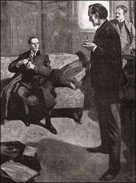 바커가 홈즈에게 더글러스의 운명에 대해 알린다 (Strand, 1915)