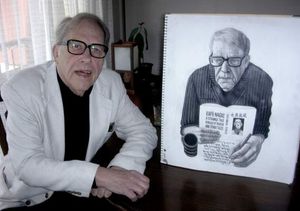 Donald Richie with portrait by Carl Randall