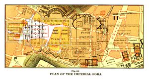 트라야누스 포룸을 포함한 황제들의 포룸 지도