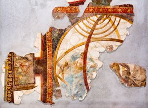 1세기 중반 스타비아이(Stabiae)의 파편화된 프레스코화에 그려진 천구의 안에 있는 신화적인 인물들