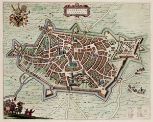 1649년에 그려진 캉브레 지도. 11세기 성벽의 윤곽을 보여준다.