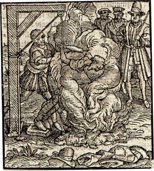 반란과 롤라드 이단으로 화형당하는 존 올드캐슬