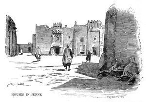 1896년에 출판된 펠릭스 뒤부아(Félix Dubois)의 팀북투: 신비의 도시(Timbuctoo: the Mysterious)에서 발췌한 젠네의 거리 풍경.