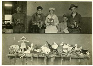 작업치료. 정신병원에서 장난감 만들기. 제1차 세계 대전 시대.