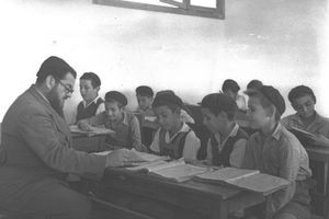 텔아비브의 "헤데르"(Cheder)반 탈무드 수업, 1946년
