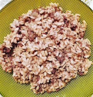 소시지와 보나르다를 넣은 리조토