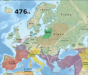 476년 로마 제국의 지도