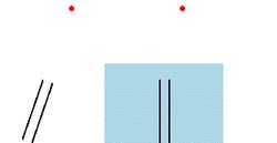 영은 광행차가 태양의 기준틀에서 에테르가 정지해 있을 때만 설명될 수 있다고 추론했다. 왼쪽은 정지된 에테르를 가정할 경우 광행차가 발생하여 망원경을 기울여야 함을 보여준다. 오른쪽은 에테르가 망원경과 함께 움직일 경우 광행차가 사라지고 망원경을 기울일 필요가 없음을 보여준다.
