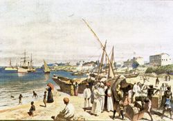 1908년 오토마르 베타의 저서 Von Unseren Kolonien에 실린 다르에스살람 항구 사진