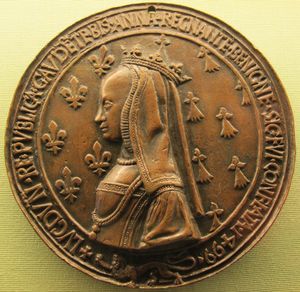 1499년 리옹 방문을 기념하여 제작된 앙네 왕비의 메달.