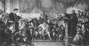 1860년대에 그려진 라이프치히 논쟁에서 루터와 에크를 묘사한 그림