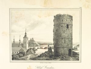 프로이센 당국에 의해 파괴된 후 그루지옹츠 성의 마지막으로 남은 부분인 클리멕 탑의 19세기 모습