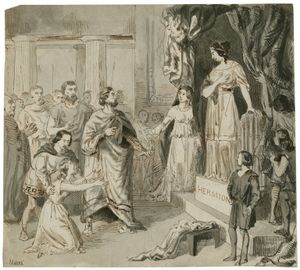 19세기 중반 헤르미온느 조각상이 살아나는 모습을 그린 그림