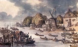 도겟 코트 앤 배지 결승전. 토머스 로랜드슨의 그림.