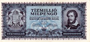 1946년에 발행된 1000만 밀펜괴(mil.-P) 지폐