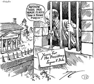 유진 V. 데브스(Eugene V. Debs)의 감옥에서의 선거 운동을 그린 풍자 만화