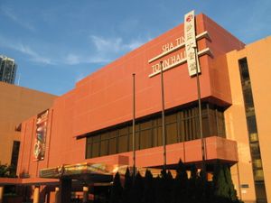 홍콩의 거의 모든 마을에는 자체 마을 청사가 있습니다. 사진은 沙田(샤틴) 마을의 沙田(샤틴) 마을 청사를 보여줍니다.