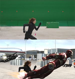 라이프치히/할레 공항 전투 장면의 원본(상단)과 포스트 시각화(하단) 샷