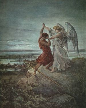 구스타프 도레(Gustave Doré)의 야곱(Jacob)과 천사의 씨름(Wrestling with the Angel), 1885년