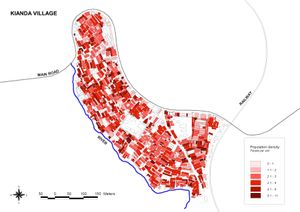키베라 서부 키안다 마을의 인구 밀도