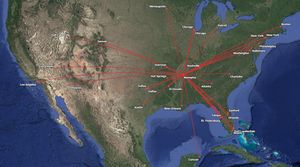 2024년 11월 기준 멤피스 국제공항 직항 노선