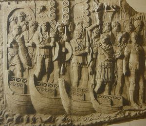 키초리우스가 그린 로마의 배로 만든 다리의 부조