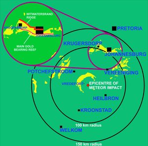 프레데포르트 돔 주변 지역의 개략도.