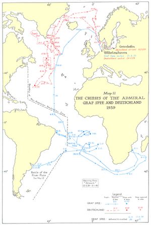 장갑함(포켓전함) 아드미랄 그라프 슈페에와 도이칠란트의 항적