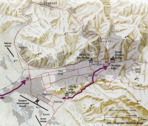 1992년 5월 2일 CIA가 작성한 JNA의 공격 지도.