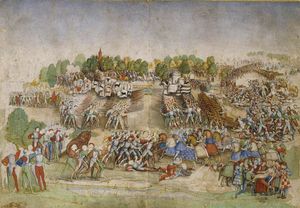 1515년, 프랑스-베네치아 동맹군은 마리냐노 전투에서 신성 동맹에 결정적인 승리를 거둔다.