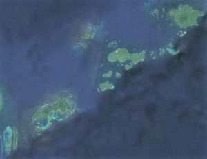 섬루 군도 위성 사진 (센티넬-2 촬영, 2016년)