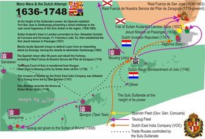 스페인의 도착과 함께 1636년 술루 왕국의 영역