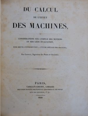 1829년판 "Du Calcul de L'Effet Des Machines" 표지