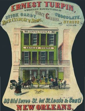 벤이 어린 시절 일했던 어니스트 터핀 캔디 가게의 1800년대 후반 광고
