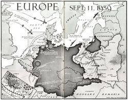 1939년 중반 나치 독일의 영토. 이탈리아와 프랑스 남부, 저지대를 제외한 신성로마제국 강역의 대부분을 차지한 것이 보인다.