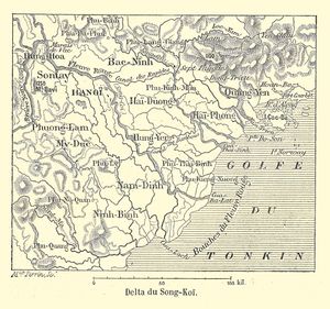 1894년 홍강 삼각주의 프랑스 보호령 통킹 지도