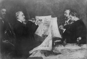 요아힘 사중주단. 왼쪽부터: 로베르트 하우스만(첼로), 요제프 요아힘(제1 바이올린), 에마누엘 비르트(비올라), 카렐 할리르(제2 바이올린).