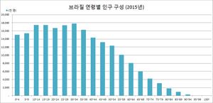 브라질 연령별 인구 구성 (2015년)