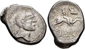 브라티슬라바 부근에서 보이족(Boii)이 주조한 켈트족 동전에 등장하는, 아마도 왕이었을 것으로 추정되는 비아텍(Biatec), 기원전 1세기