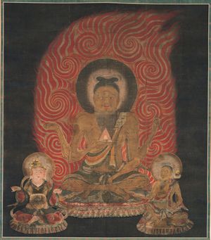 일본 미술에서 불교의 화신 "카텐(火天)". 1127년, 교토 국립박물관.